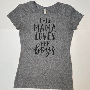 This Mama Loves Her Boys Women’s Relaxed Crew Graphic T-Shirt Size Small